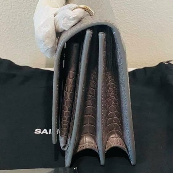 YSL SUNSET Medium Croc black Crossbody Brand New - Picture 6 of 12